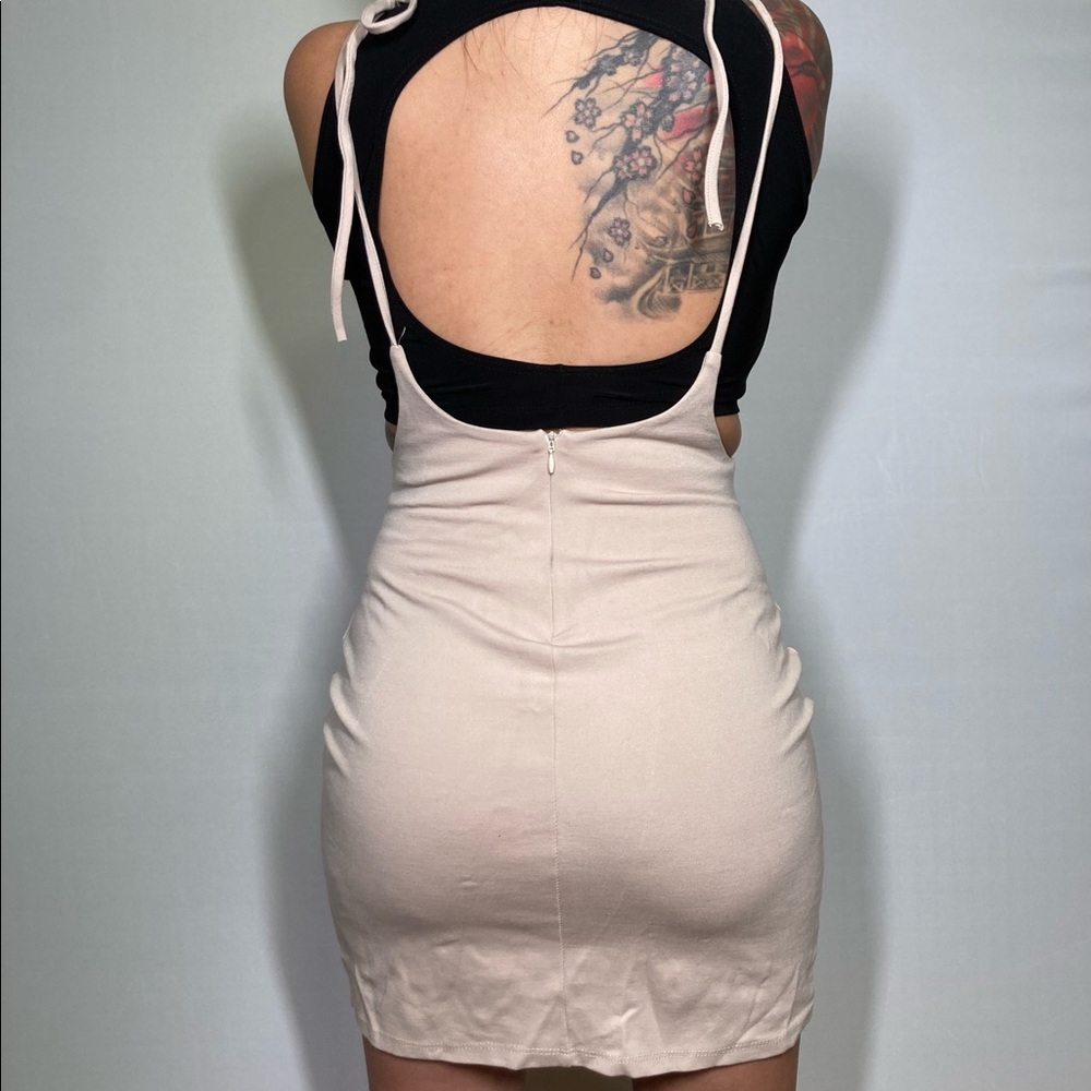 Tan suspender skirt